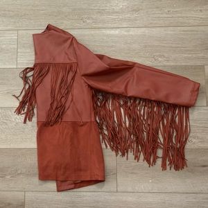 Suede and faux leather Western fringe jacket